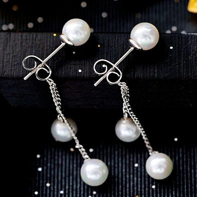 High quality silver white pearl earing designs