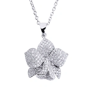 Blooming flower 925 sterling silver micro pave hiphop jewelry