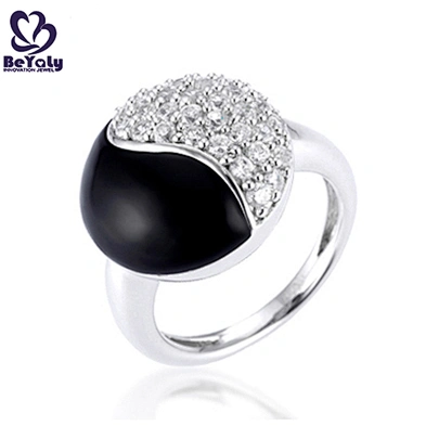 Black ceramic hiphop vintage jewelry silver meditation ring