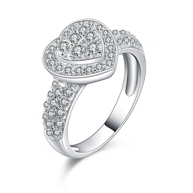 925 Sterling Silver Heart Shaped Zircon Ring Designs For Girls
