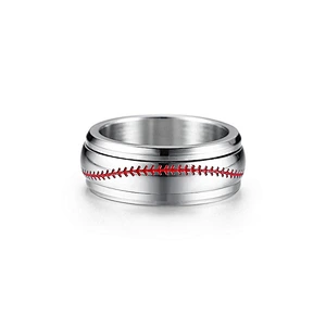 Unisex group sports stainless steel baseball ring silver color customized jewelry