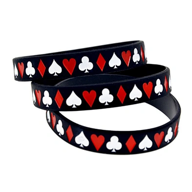 Best price poker style silicone wrist band couple bracelet