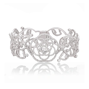 Rose flower platinum plating sterling silver bracelet bangle anklet