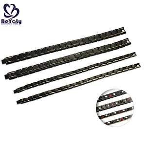 Fashion Custom Fitness Magnetic Stainless Steel Germanium Bead Bracelet Men