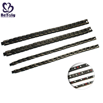 Fashion Custom Fitness Magnetic Stainless Steel Germanium Bead Bracelet Men