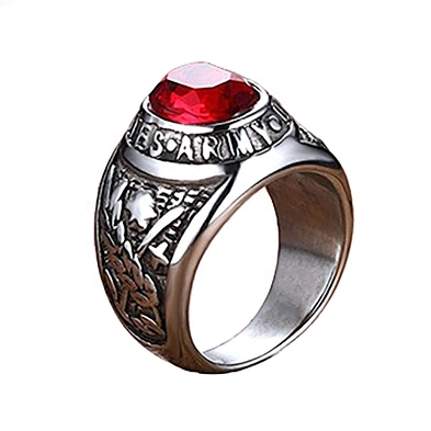 High quality red stone usssa baseball championship rings