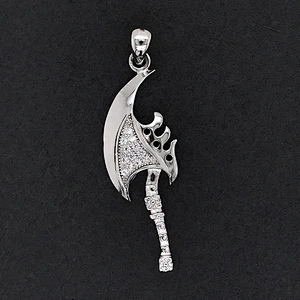 Trendy New Cz Stone Charm Custom Pendant, Micro Pave Setting Silver With Cz Jewelry, Sterling Silver Cz Axe Pendant Set