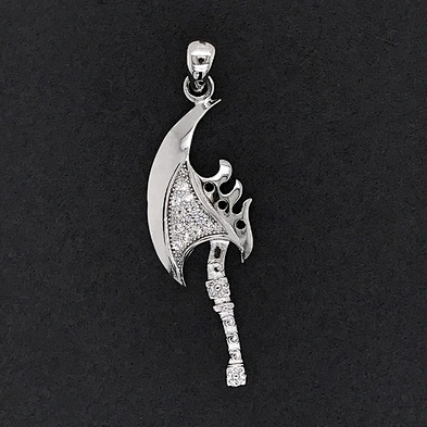 Trendy New Cz Stone Charm Custom Pendant, Micro Pave Setting Silver With Cz Jewelry, Sterling Silver Cz Axe Pendant Set