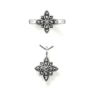 Black flower designer delicate diamond necklace set jewelry