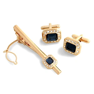 Wholesale Mens Metal Blank Gold Custom Cuff Link Tie Clip Set Manufacturers