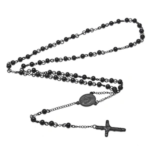 Religionary black rosary cheap costume jewelry wholesale