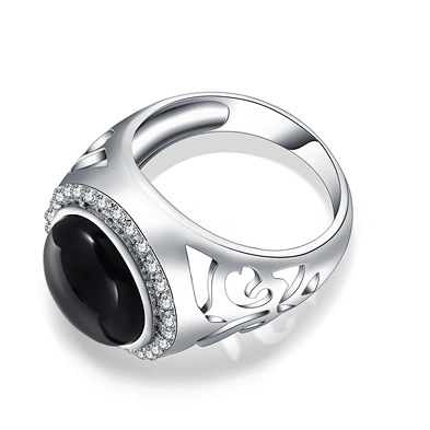 Women silver yellow gemstone cabochon rings