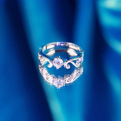 925 silver synthetic diamond angel wings engagement ring