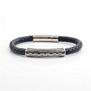 Black leather christian bracelets wholesale with crucifix