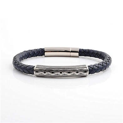 Black leather christian bracelets wholesale with crucifix