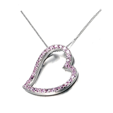 Couple Love Jewelry Necklace Silver Stone Heart Shaped Pendant Charm