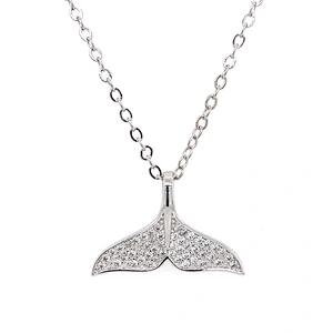 Full pave setting gemstones 925 silver mermaid tail pendant