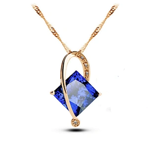Women 18K Gold Plated Snake Chain Rhinestone Cube Necklace Set
