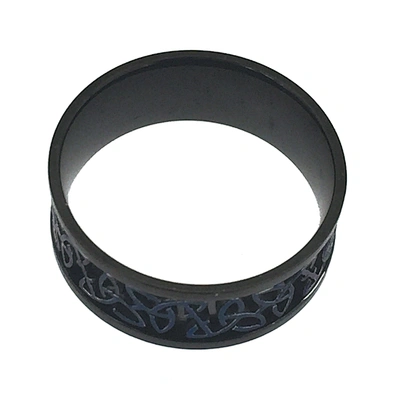 Black enamel environmental male stainless steel scripture rings