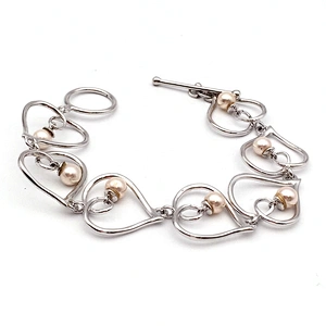 925 silver chain design female fake pearl bracelet wholesale