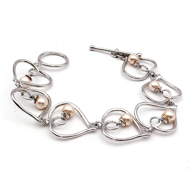 925 silver chain design female fake pearl bracelet wholesale