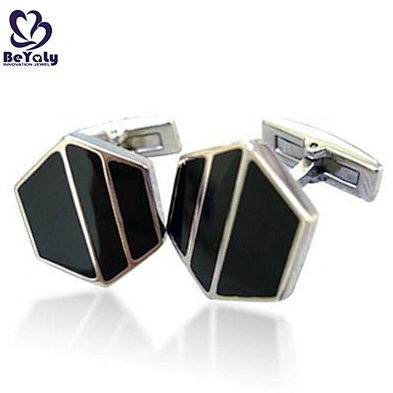 Black ceramic wholesale sexangle branded cufflinks tie clips