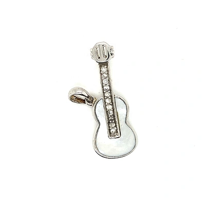 White Shell Guitar Shape Silver Cz Fashion Pendant Agate Geode Drusy Jewelry