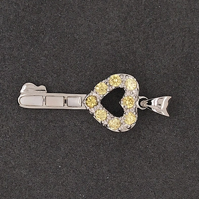 Generous Sterling Silver Gem-Studded Heart White Shell Key Shape Female Pendants