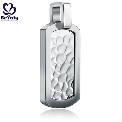 Stainless Steel Double Sides Design Wrinkle And Black Pendant Mens