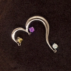Brilliant Opening Heart Design Silver Jewelry Pendant With Three Color Zircon