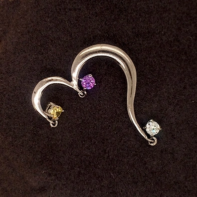 Brilliant Opening Heart Design Silver Jewelry Pendant With Three Color Zircon