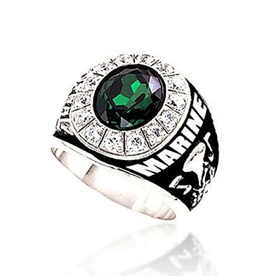 Marine military souvenir green stone aaaaa cubic zirconia rings