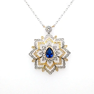 Silver And Gold Plating Four-Layer Flower Design Pendant Necklace Women