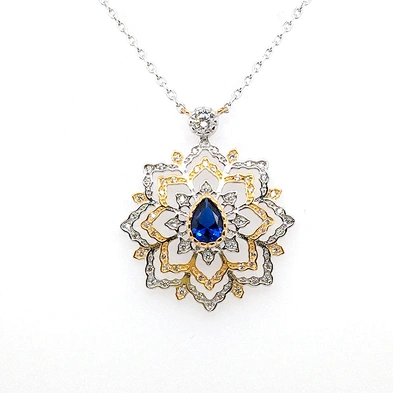 Silver And Gold Plating Four-Layer Flower Design Pendant Necklace Women