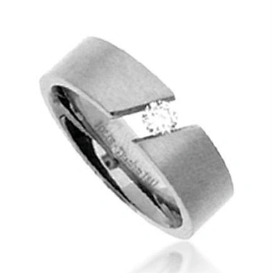Cheap tension setting zircon stainless steel meaningful rings