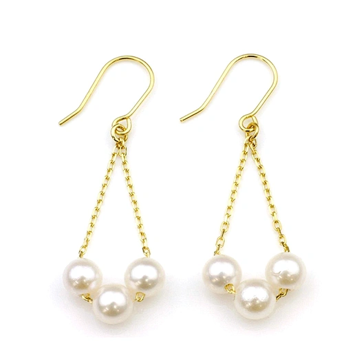 Gold plated jewelry dubai real freshwater pearl earring with chain