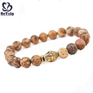 Simple style wooden beads chain design silver slide bracelet
