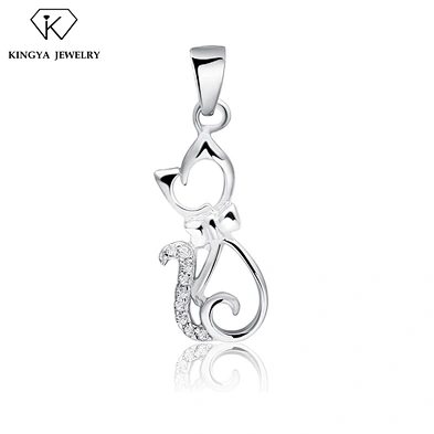 Import s925 italy silver jewelry cat pendant necklace