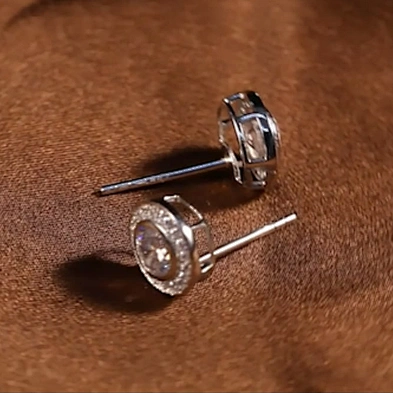 Iced Out Round Circle Stud Earring, Zircon Earring Round Shape Jewelry