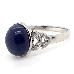 Zircon Pave Setting Double Heart Shape Design Angel Wing Jewelry With Blue Gemstone