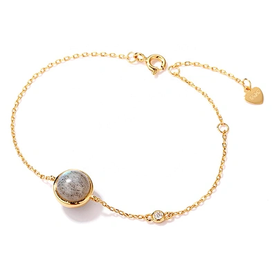 Simple design chain labradorite ball 9k gold plated bracelet for women