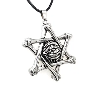 Punk style hexagram shape devil eye pendant necklace custom packaging