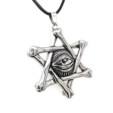 Punk style hexagram shape devil eye pendant necklace custom packaging