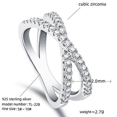 X Shape Cz Pave 925 Letter Ring, Custom Letter Rings For Women Silver