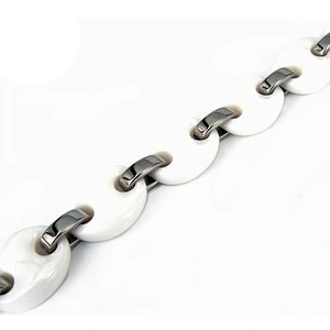 Cheap stainless steel white ceramic beads bracelet