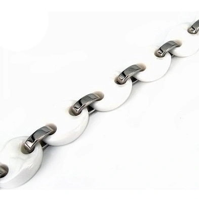Cheap stainless steel white ceramic beads bracelet