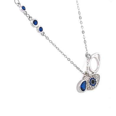 Long Chain Colorful Zirconia Animal Eye Cameo Necklace, Evil Eye Necklace 925 Sterling Silver