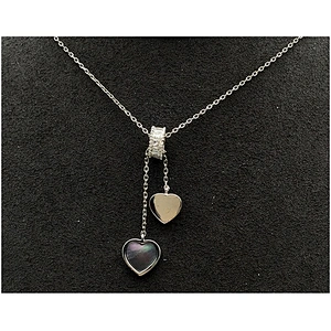 925 Silver Green Enamel Heart Shaped Necklace Cubic Zircon Bead Charms