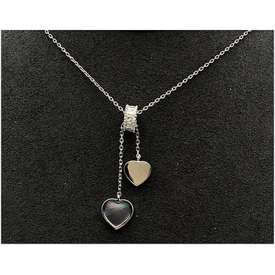 925 Silver Green Enamel Heart Shaped Necklace Cubic Zircon Bead Charms
