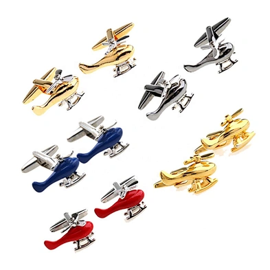 Helicopter Shape Brass Custom Made Logo Brand Cufflinks